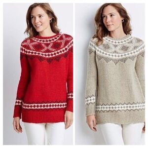 J Jill Fair Isle Sweater Red Size Medium New w Tags